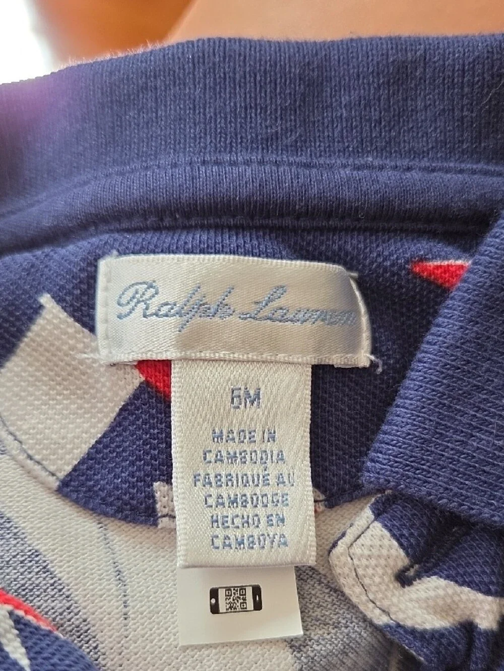 Ralph Lauren Navy Polo Romper with Red & White Sailboat Motif